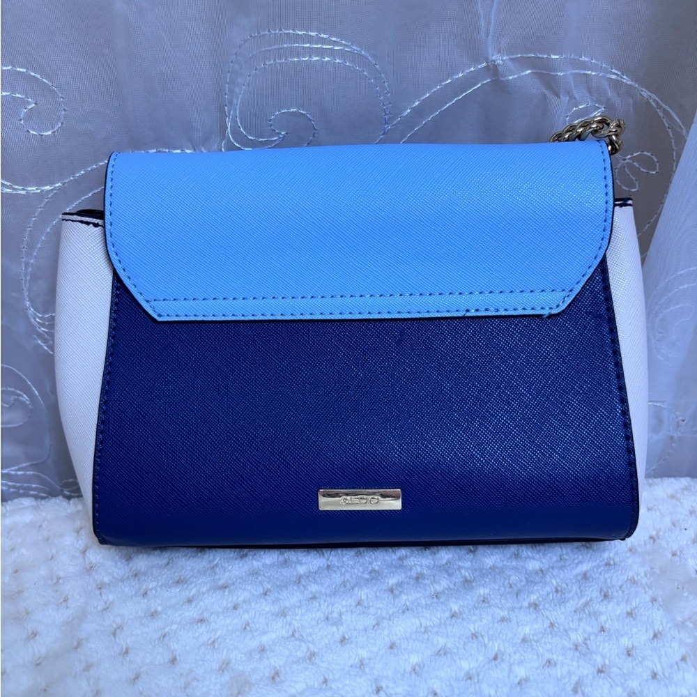 Aldo Rotella Crossbody Bag, Navy, Blue, Cream, with Gold Tone Hardware - Picture 8 of 14